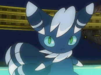 An image of the male form of the Pokémon Meowstic.