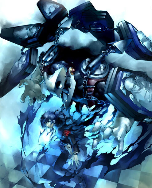 an image of the protagonist and Thanatos from Persona 3